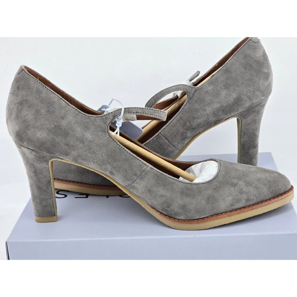 Aerosoles Lois Pump Womens 10M Grey Suede Mary Jane Heel - New